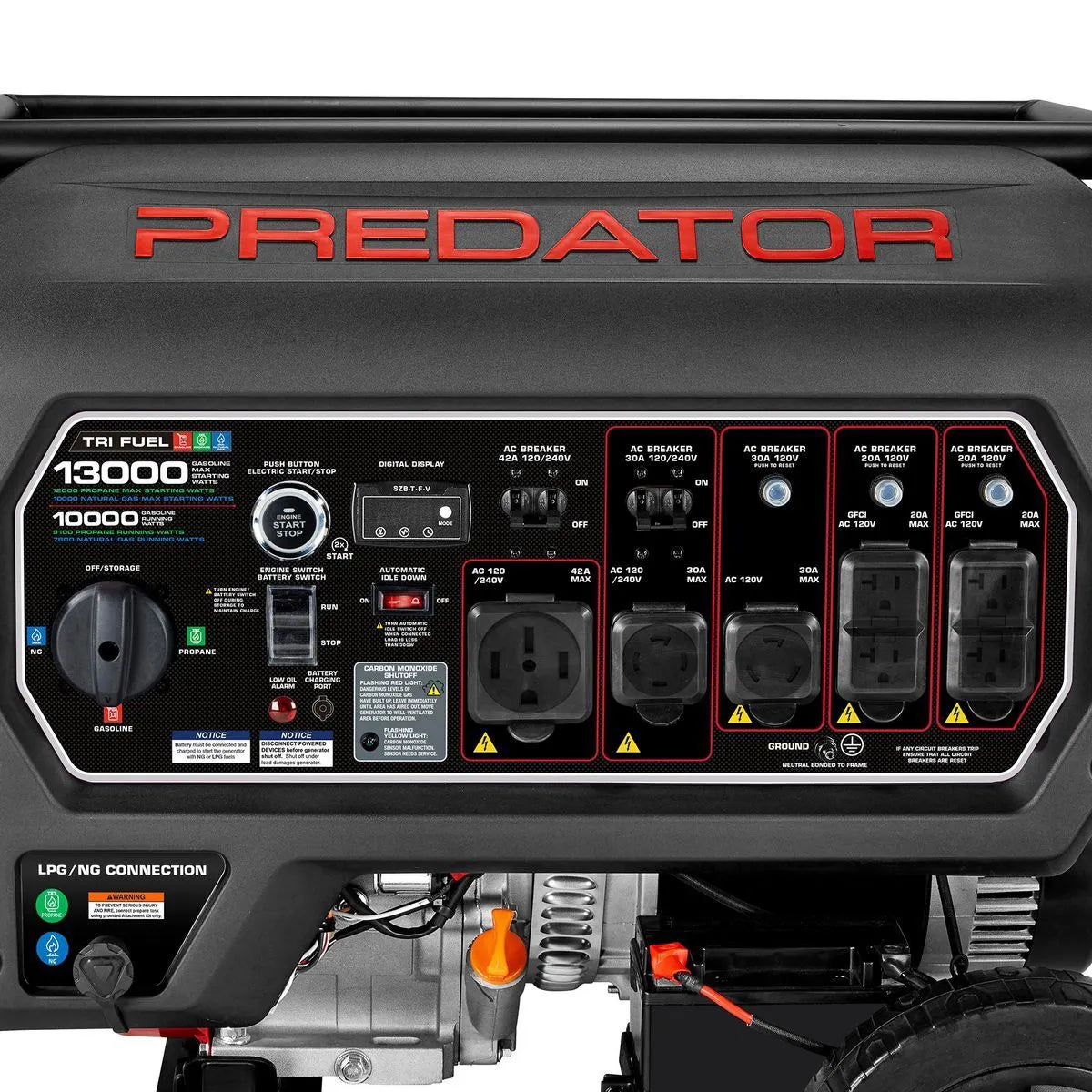 PREDATOR 13,000 Watt Tri-Fuel Portable Generator