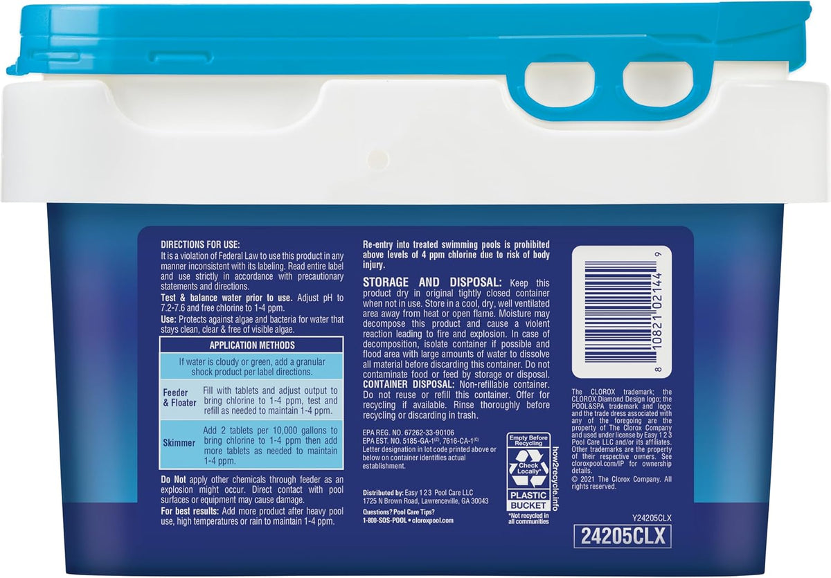 Clorox Pool&Spa XTRABLUE 3” Chlorinating Tablets, Individually Wrapped, Kills Bacteria & Stops Algae