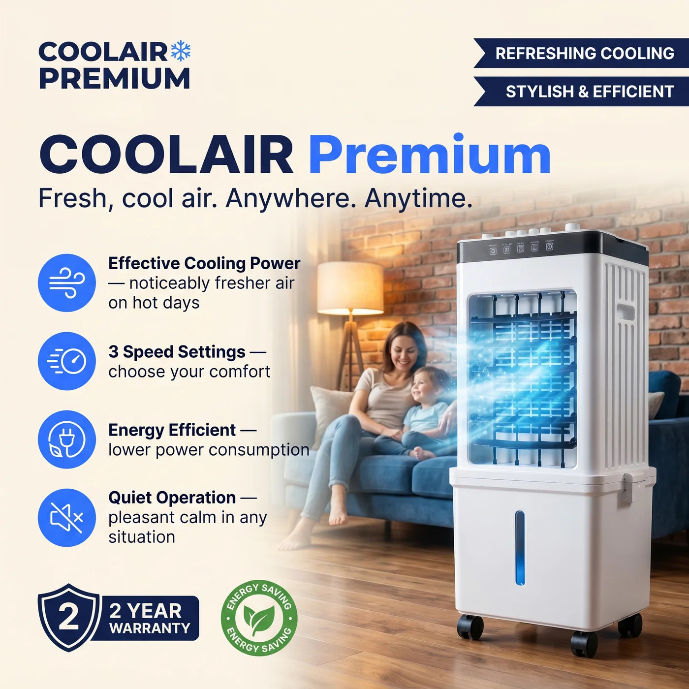 Portable Air Cooler Fan with Remote Control | Compact Evaporative Cooling for Home & Office