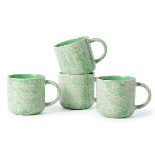 Woosline 12oz Ceramic Coffee Mugs – Set of 4, Green