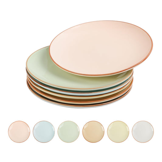 Woosline Colorful Ceramic Dessert Plates – Set of 6, 8 Inch, Assorted Colors