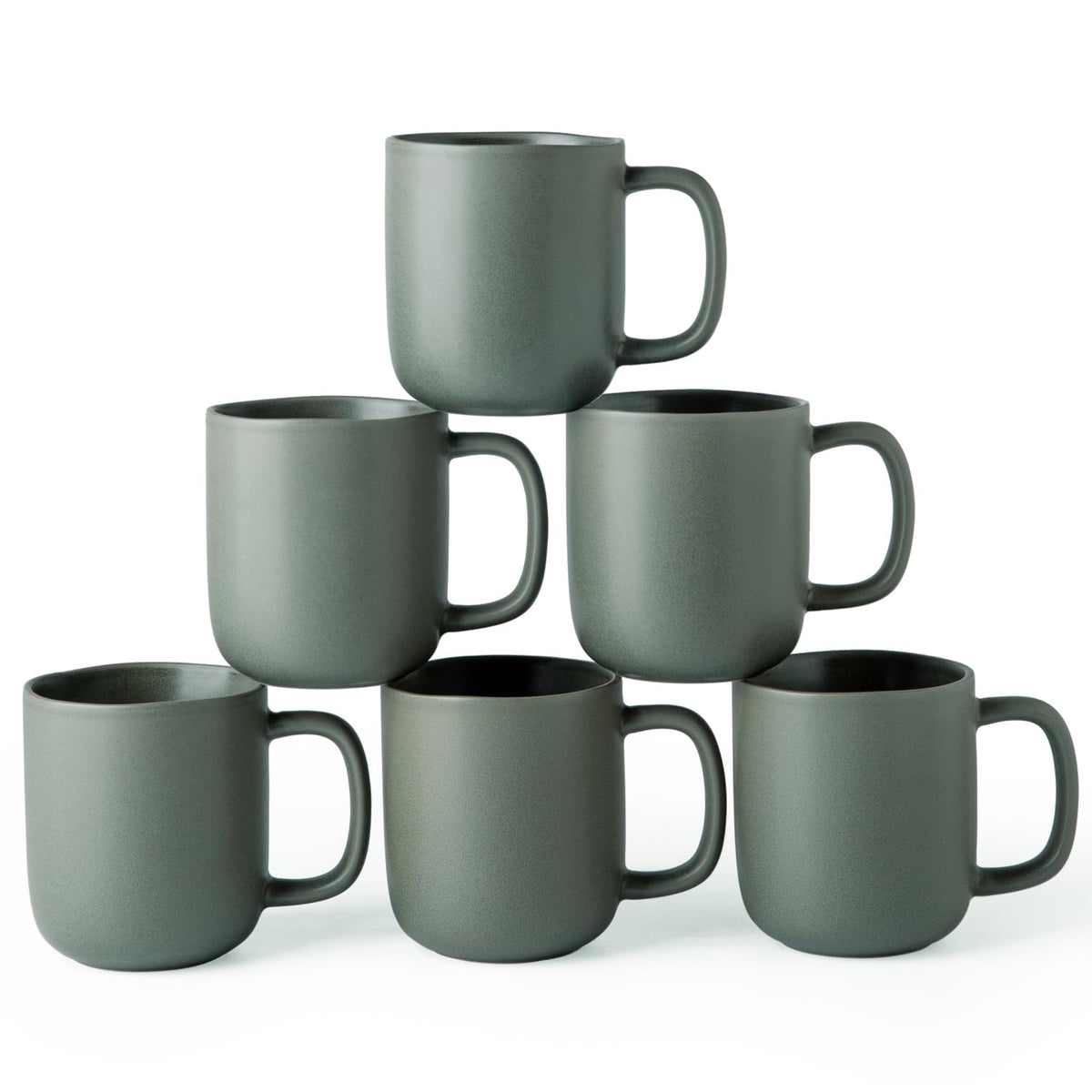 Woosline 14oz Ceramic Coffee Mugs – Set of 6, Reactive Glaze
