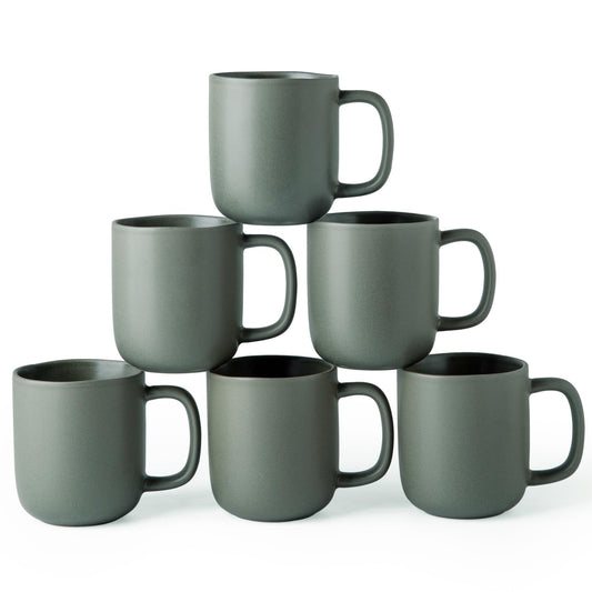 Woosline 14oz Ceramic Coffee Mugs – Set of 6, Reactive Glaze