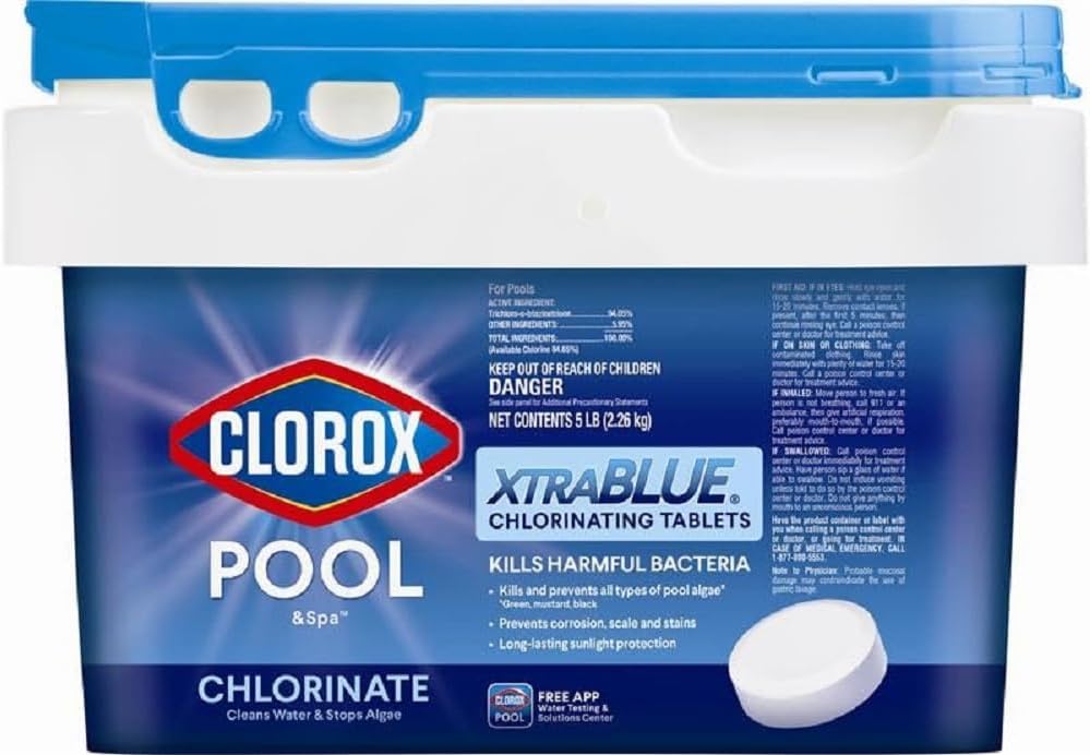 Clorox Pool&Spa XTRABLUE 3” Chlorinating Tablets, Individually Wrapped, Kills Bacteria & Stops Algae