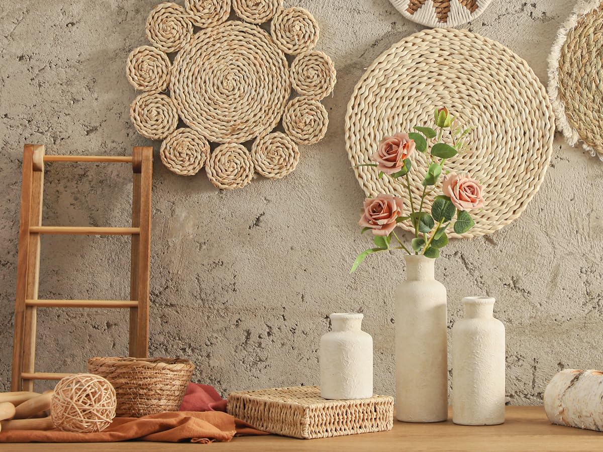 Woosline Ceramic Vases Set of 3 – Whitewashed Neutral, Farmhouse Decor
