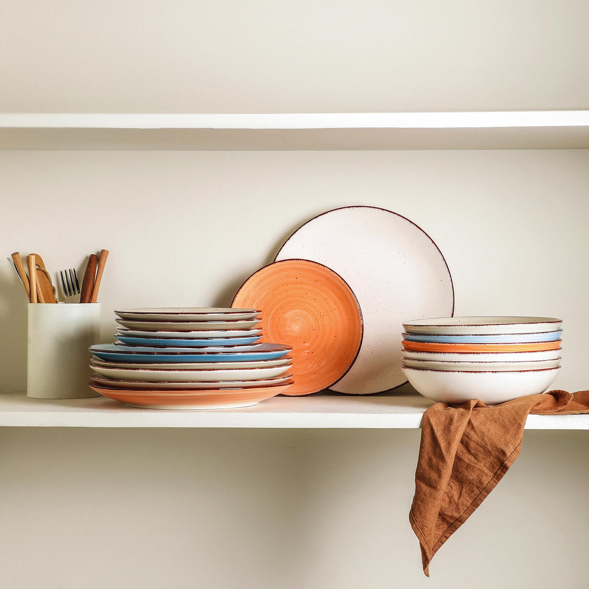 Woosline Ceramic Dinner Plates – Set of 6, 10.5 Inch, Blue