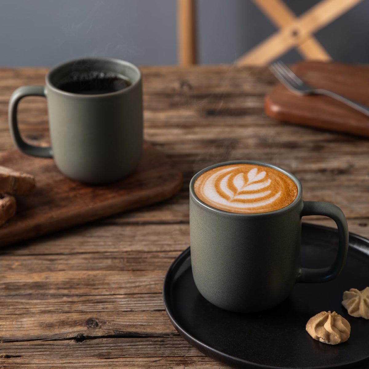 Woosline 14oz Ceramic Coffee Mugs – Set of 6, Reactive Glaze