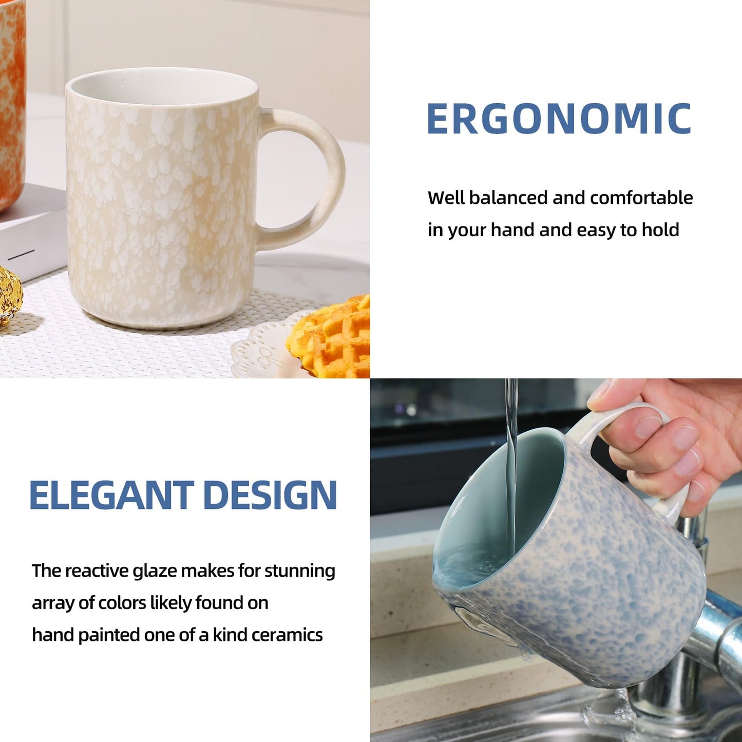 Woosline 17oz Ceramic Coffee Mugs – Set of 4