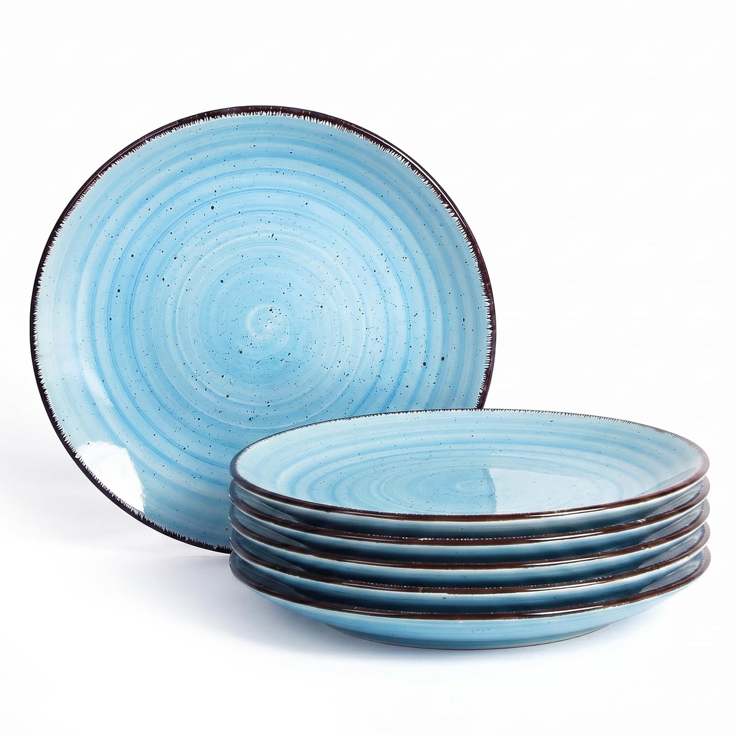 Woosline Ceramic Dinner Plates – Set of 6, 10.5 Inch, Blue