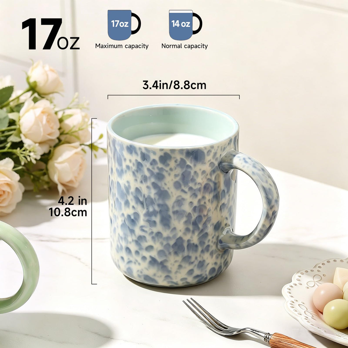 Woosline 17oz Ceramic Coffee Mugs – Set of 4