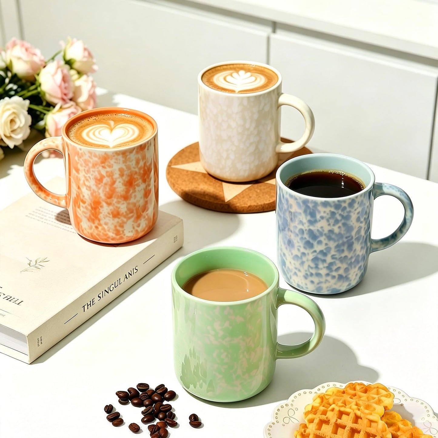 Woosline 17oz Ceramic Coffee Mugs – Set of 4