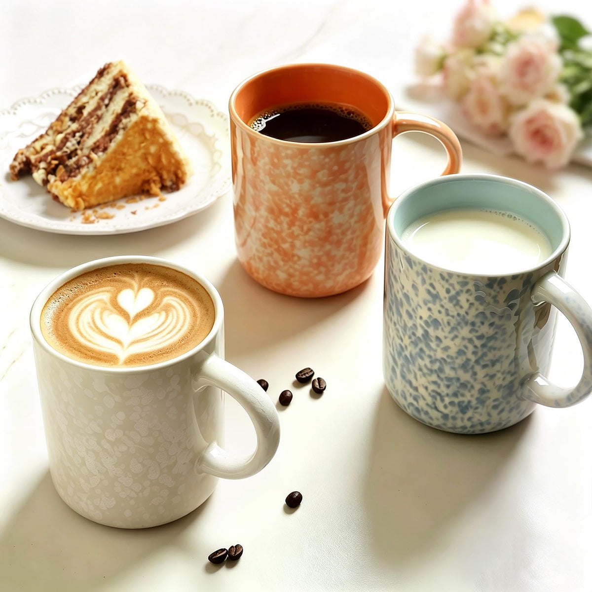 Woosline 17oz Ceramic Coffee Mugs – Set of 4