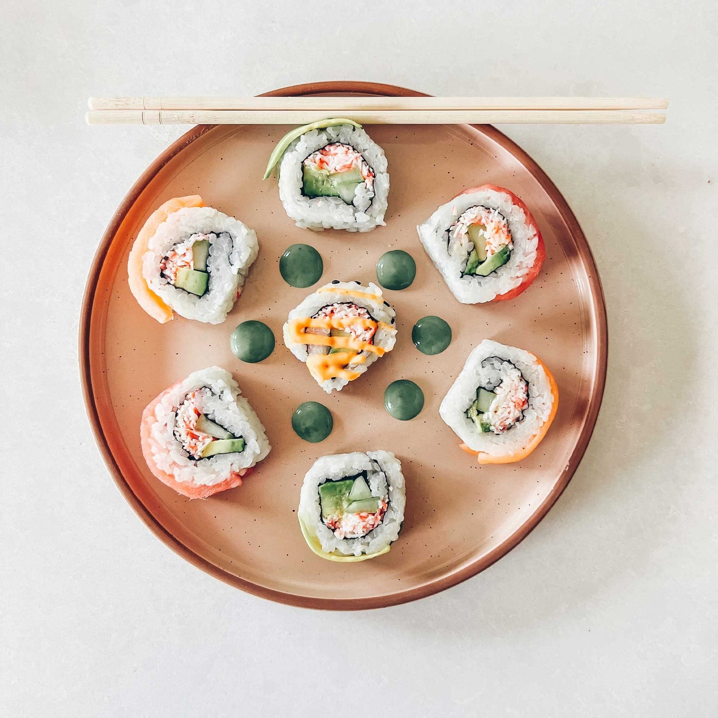 Woosline Ceramic Flat Plates – Set of 6, 8 Inch, Neutral Colors