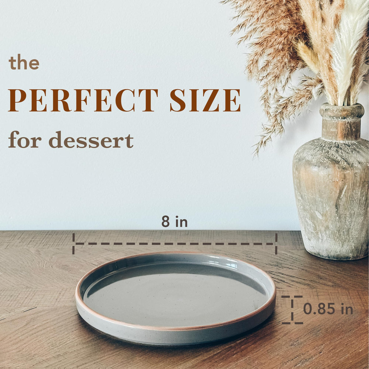 Woosline Ceramic Flat Plates – Set of 6, 8 Inch, Neutral Colors