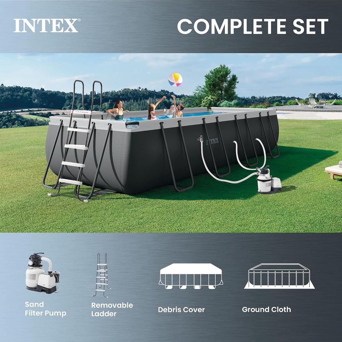 INTEX Ultra XTR 18ft x 9ft x 52in Above Ground Swimming Pool Set w/Pump