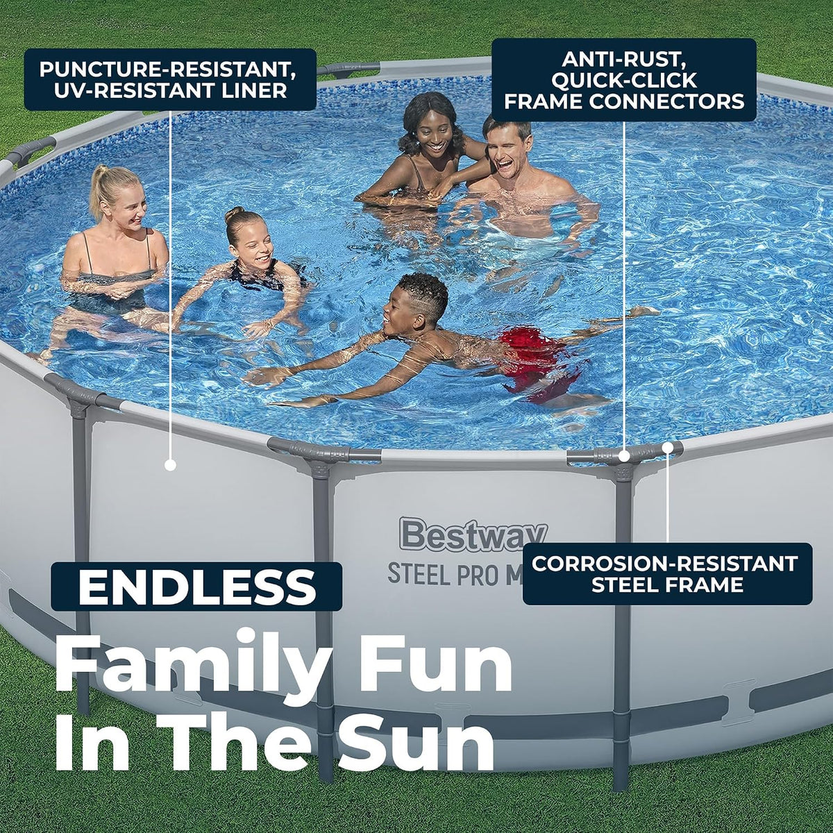 Bestway Steel Pro MAX 15' x 48" Above Ground Swimming Pool Set with Pump
