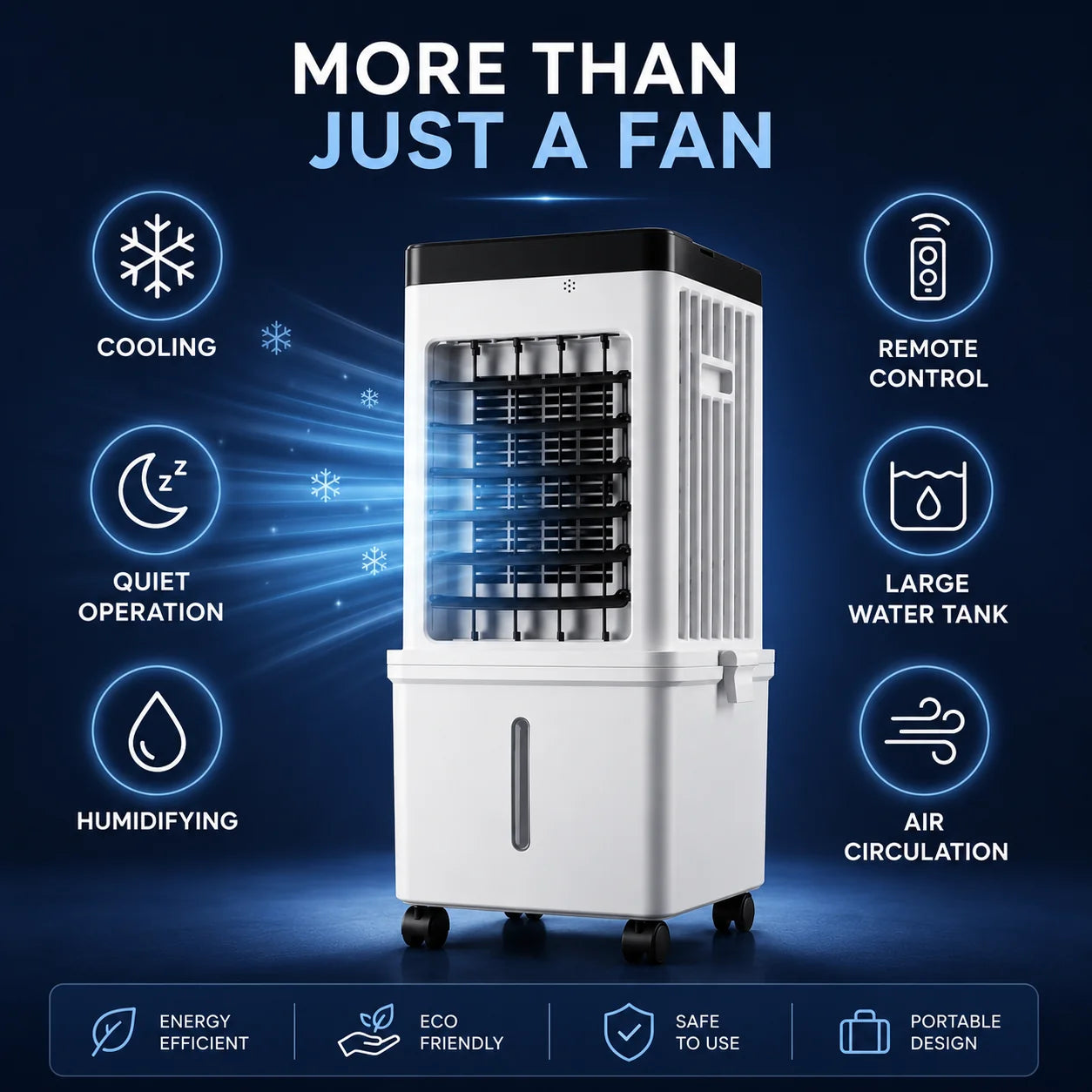 Portable Air Cooler Fan with Remote Control | Compact Evaporative Cooling for Home & Office