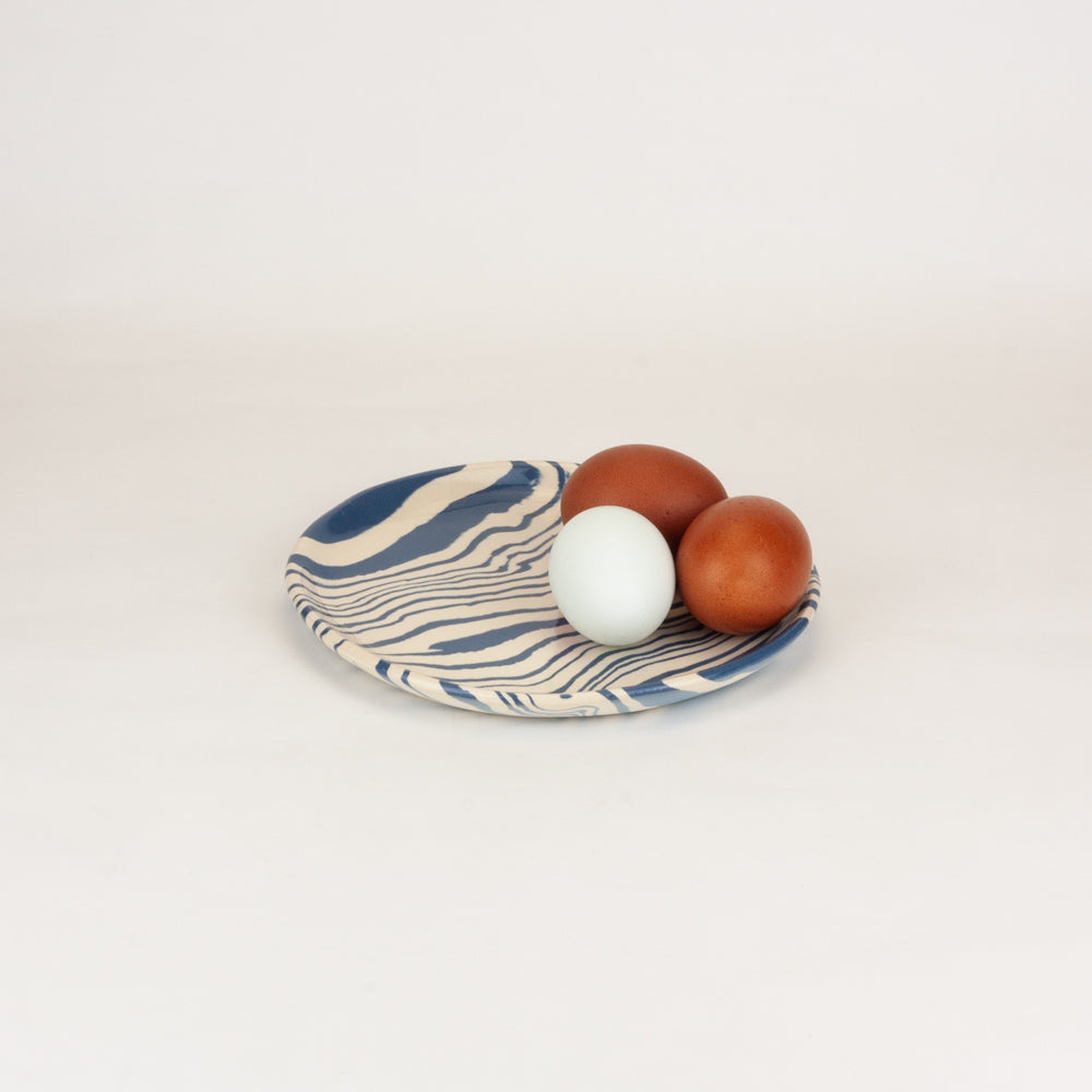 Azure Blue & White Marble Ceramic Side Plate