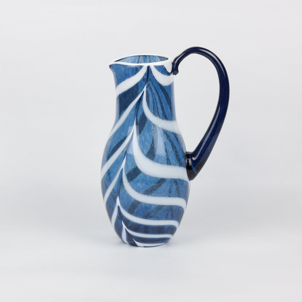 Cobalt Blue & White Swirl Classic Glass Pitcher