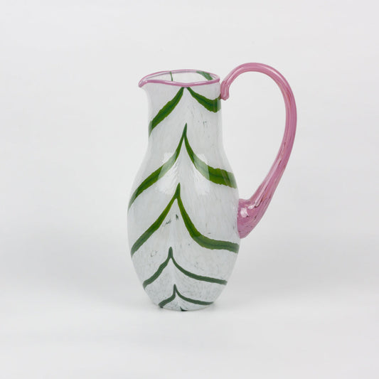 Green & Pink Swirl Handmade Glass Pitcher