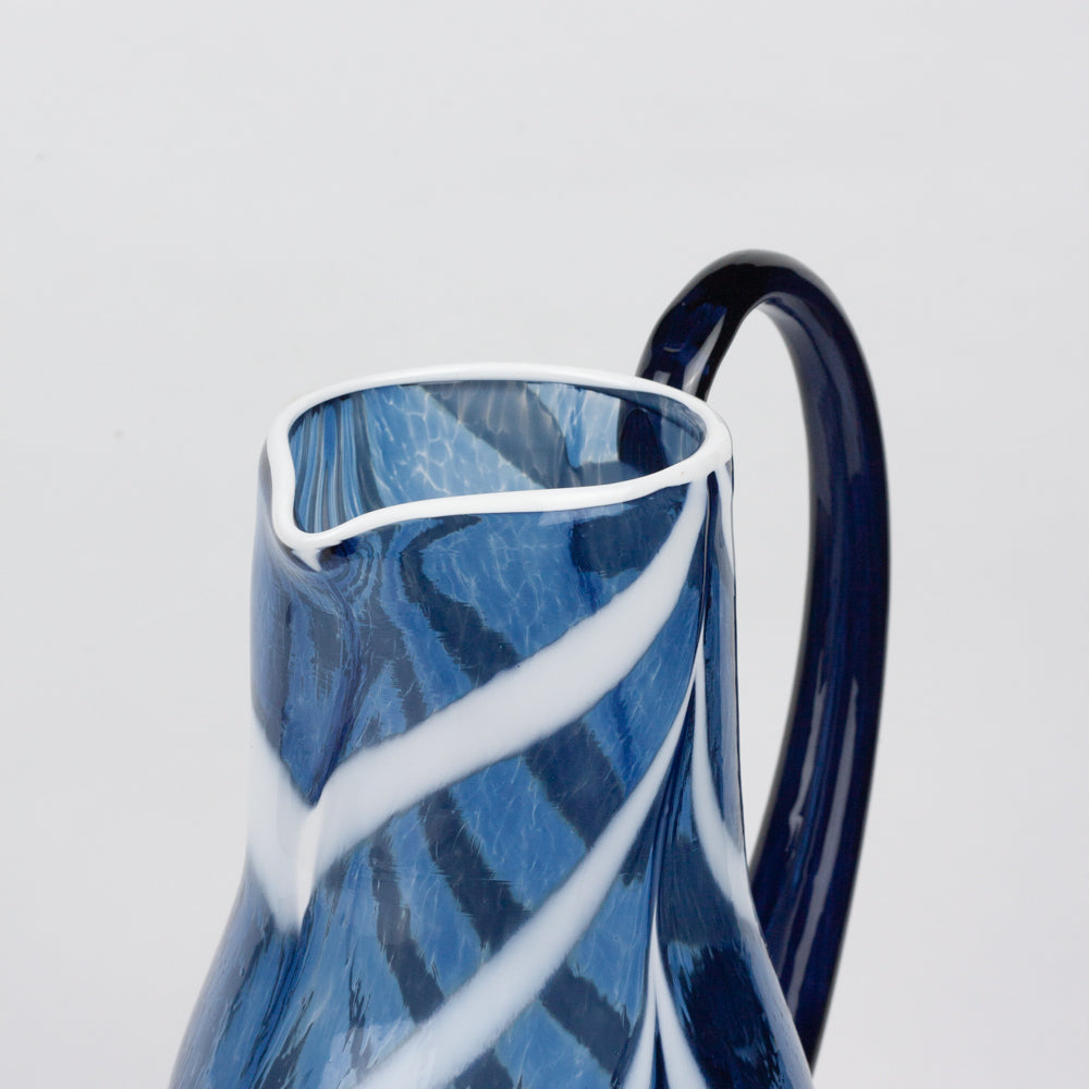 Cobalt Blue & White Swirl Classic Glass Pitcher