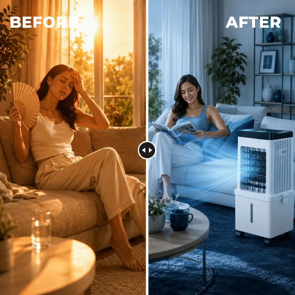 Portable Air Cooler Fan with Remote Control | Compact Evaporative Cooling for Home & Office